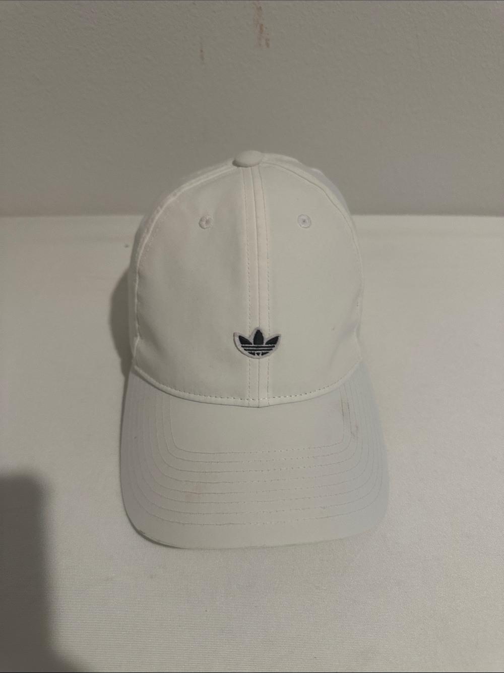 adidas White Trefoil Logo Cap with Black Emblem